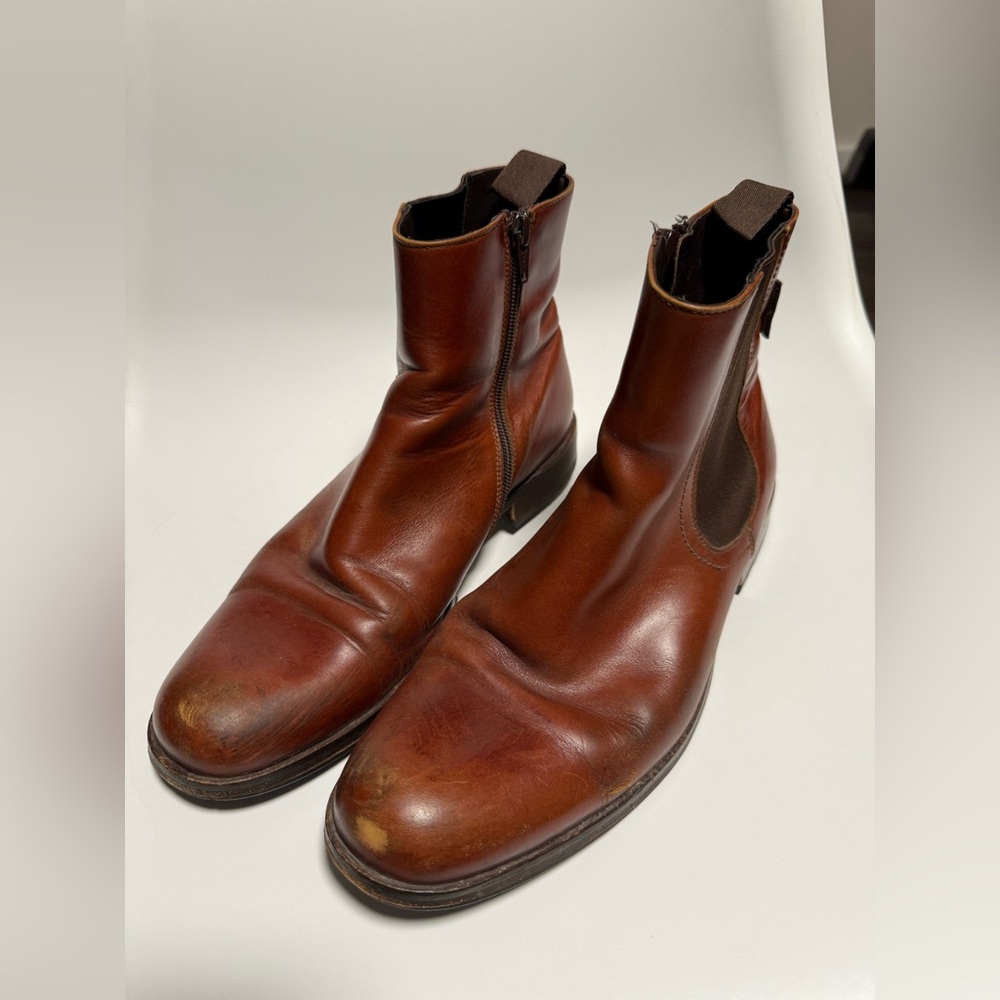Russell & Bromley Mens Saddle Leather Heeled Chelsea Boots Brown Size 41